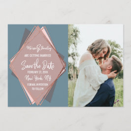 Invitación Rosa Oro Dusty Blue Mauve Geometric Save the Date