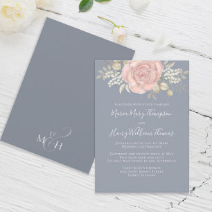 Invitación Rosa Oro Elegante Acuarela Floral Rosa Foliage