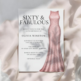 Invitación Rosa Oro Elegante Vestido Mujeres Fiesta de cumple