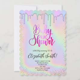 Invitación Rosa oro, estrellas de colores arcoíris Baby Showe