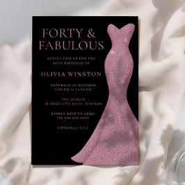 Invitación Rosa Oro Fabulous Black Womans 40th Birthday