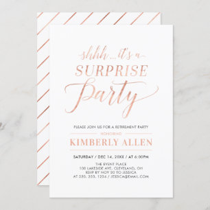 Invitación Rosa Oro Fiesta de Jubilación Simple Moderno de So