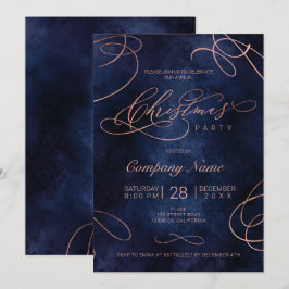 Invitación Rosa oro florece script de Navidades navales corpo