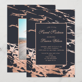 Invitación rosa oro imitación Relieve metalizado mármol Sweet