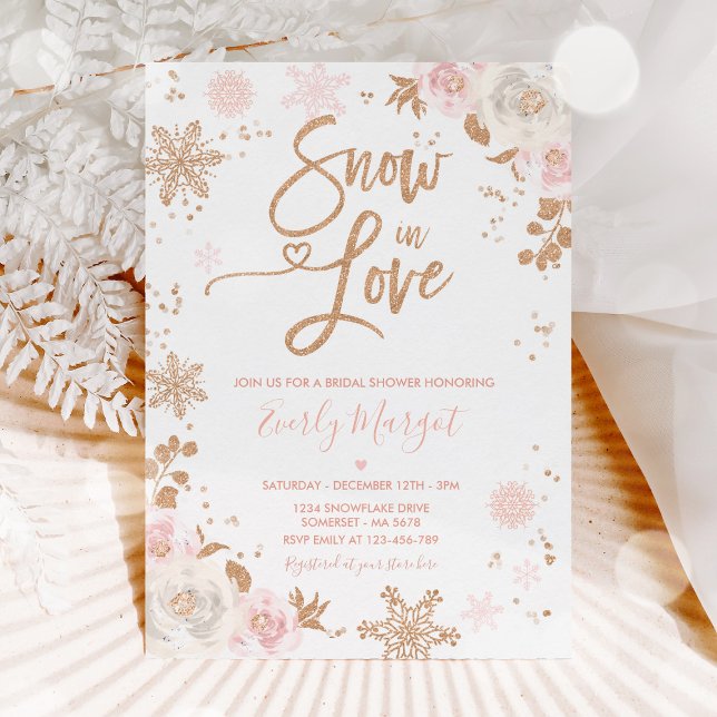 Invitación Rosa Oro & Invierno Rosa Ducha De Novias Nieve Ena (Subido por el creador)