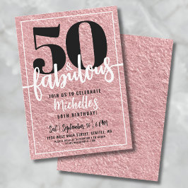 Invitación Rosa Oro Mujeres 50 cumpleaños