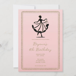 Invitación Rosa Oro Negro Princesa Bailando Valsando