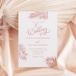 Invitación Rosa Oro Palm Tropical Boda