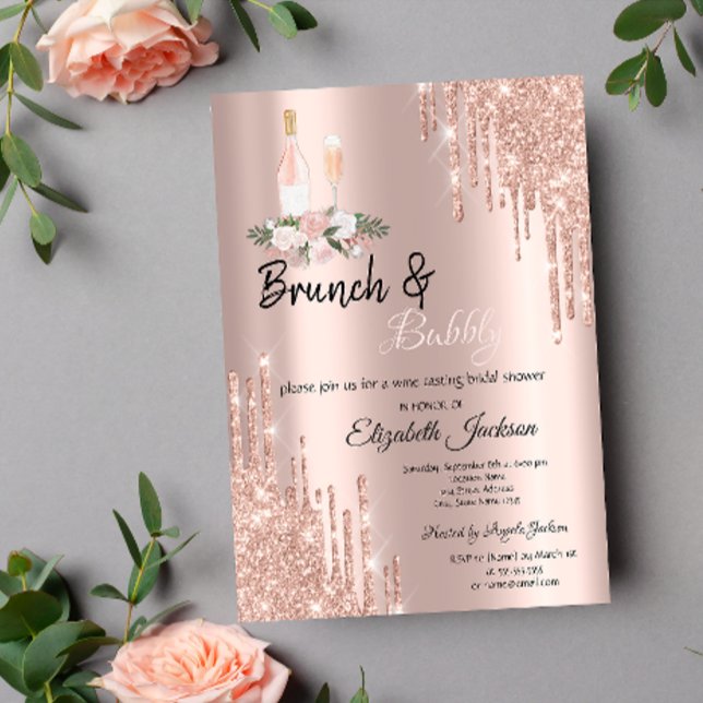 Invitación Rosa Oro Perfora Brunch & Bubbly Bridal Shower (Subido por el creador)