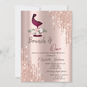 Invitación Rosa Oro Perfora Ducha Bridal Vidrio