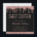 Invitación Rosa Oro Purpurina Negro Dulce Cumpleaños<br><div class="desc">Rubor Pink - Oro Rosa y Purpurina de goteo de espárragos negros Dulce 16 Invitación de fiesta de cumpleaños . Esta es la invitación a los 16 cumpleaños perfecta para una fiesta de cumpleaños de Rosa moderno y Purpurina rosado Sparkle Girly. Póngase en contacto con el diseñador para que coincida...</div>