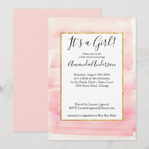Invitación Rosa Oro Rosa Ombre Girly Baby Shower