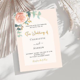 Invitación Rosa oro rubor floral arco boda de lujo