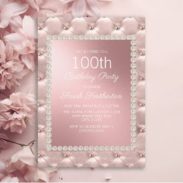 Invitación Rosa Oro Rubor Pink White 100 cumpleaños
