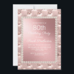 Invitación Rosa Oro Rubor Pink White 80th Birthday Party<br><div class="desc">Celebra un hito notable con esta elegante invitación a la fiesta de cumpleaños número 80, diseñada para mujeres que aprecian el estilo atemporal. Con una sofisticada mezcla de oro rosa metálico, rosa y perlas blancas y nítidas, el diseño de esta moda exuda gracia y encanto. Delicados detalles y acentos modernos...</div>