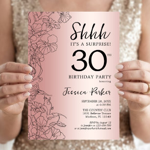Invitación Rosa Oro Sorpresa 30 cumpleaños