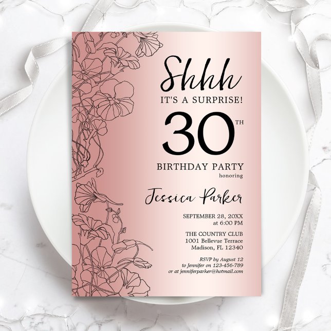 Invitación Rosa Oro Sorpresa 30 cumpleaños (Subido por el creador)