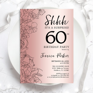 Invitación Rosa Oro Sorpresa 60 cumpleaños