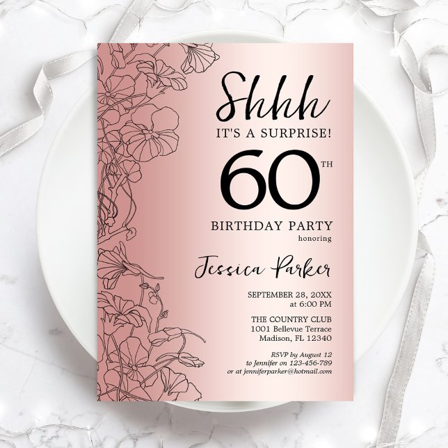 Invitación Rosa Oro Sorpresa 60 cumpleaños (Subido por el creador)