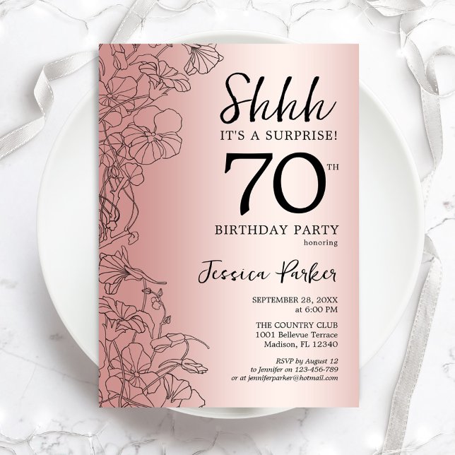 Invitación Rosa Oro Sorpresa 70 cumpleaños (Subido por el creador)