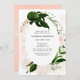 Invitación Rosa Oro y Rubor Geometric Greenery Bridal Shower