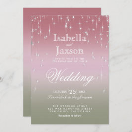 Invitación Rosa Oro y Sage Green Blend Star Lights  