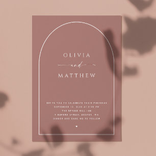 Invitación Rosa   oscuro Boda   Foto romántica + QR