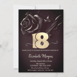 Invitación Rosa oscuro Borgoña gótica cumpleaños 18