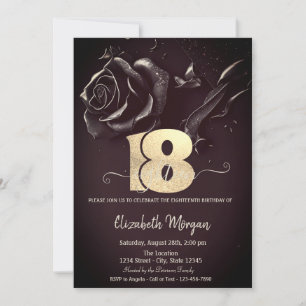 Invitación Rosa Oscuro Gótico Borgoña Cumpleaños 18