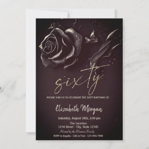 Invitación Rosa Oscuro Gótico Borgoña Cumpleaños 60