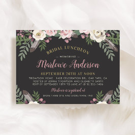 Invitación Rosa oscuro y amoroso almuerzo de novia floral ros