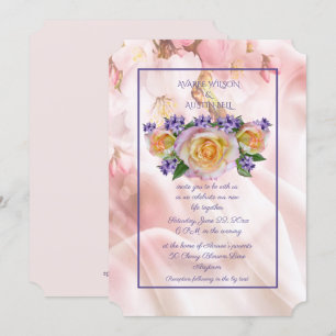 Invitación Rosa Pálida con Acentos Púrpura