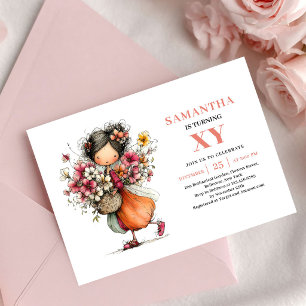 Invitación rosa pálido para el 8º cumpleaños de la