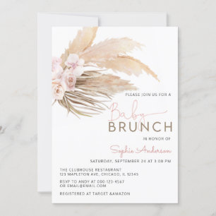 Invitación Rosa Pampas Grass Boho Baby Brunch Baby Shower Inv