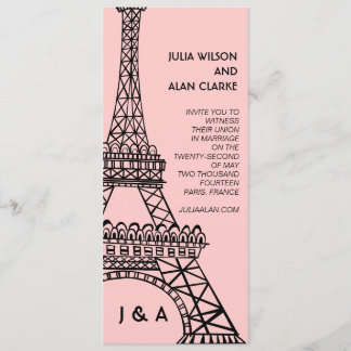 Invitación Rosa parisiense de la torre Eiffel de la