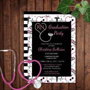 Invitación Rosa   Partido de Graduación de Enfermeras Negras