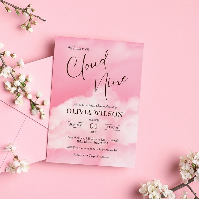 Invitación Rosa Pastel En La Nube 9 Ducha De Novias (Subido por el creador)