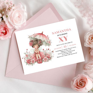 Invitación Rosa Pastel para el Quinto Cumpleaños d