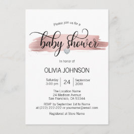 Invitación Rosa personalizado Chica blanco rosado dorado Baby