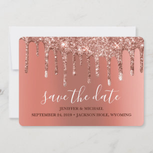 Invitación Rosa personalizado Purpurina de oro Drily Luxury