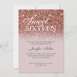 Invitación Rosa personalizado Purpurina de oro Drily Luxury