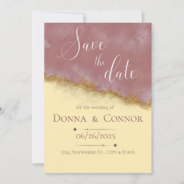 Invitación Rosa personalizado y elegante de oro Salven la fec