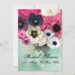INVITACIÓN ROSA PINK Y FLORES DE ANÉMONA PARA LLUVIA DE REGAL