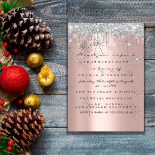 Invitación Rosa plateada de lujo bridal Spark Glitter cumplea