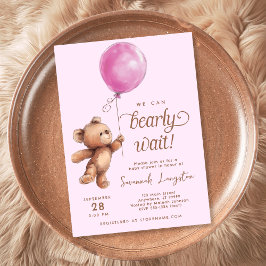 Invitación Rosa Podemos Esperar A Que Teddy Bear Baby Shower
