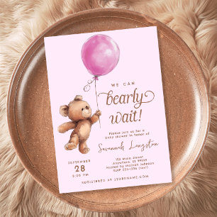 Invitación Rosa Podemos Esperar A Que Teddy Bear Baby Shower