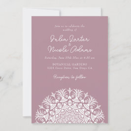Invitación Rosa Polvo Malva Mandala Abstracto Boda