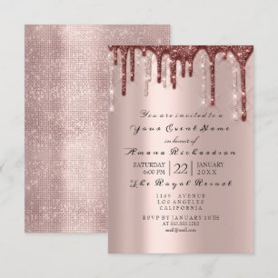 Invitación Rosa Polvo Purpurina Espumoso Láminas BRIDAL 16º