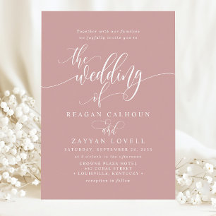 Invitación Rosa Polvo Simple Moderno Guión Boda