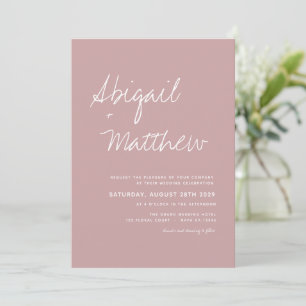 Invitación Rosa Polvorienta Minimalista Bodas Con Letra a Man